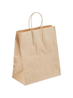 Пакет бумажный 260х150х350 мм, 70 гр/м2,с кручеными ручками,крафт,200 шт/уп