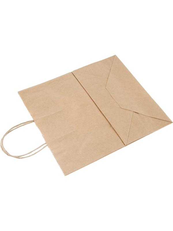 Пакет бумажный 260х150х350 мм, 70 гр/м2,с кручеными ручками,крафт,200 шт/уп