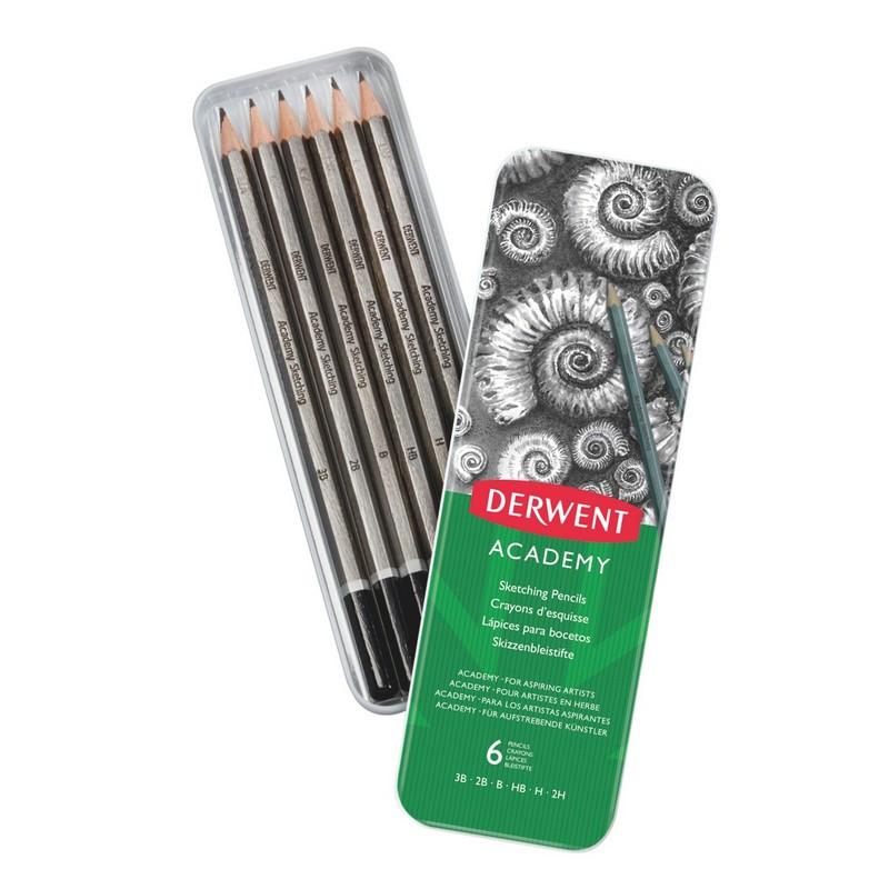 Набор карандашей черногр. Derwent Academy Sketching Tin 6шт 3B-2H мет кор