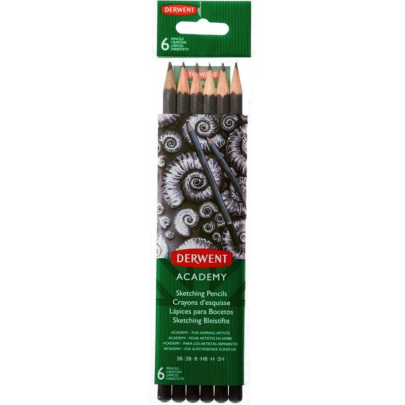 Набор карандашей черногр. Derwent Academy Sketching Hang Pack 6шт 2H-3B