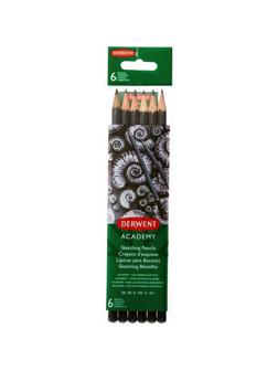 Набор карандашей черногр. Derwent Academy Sketching Hang Pack 6шт 2H-3B
