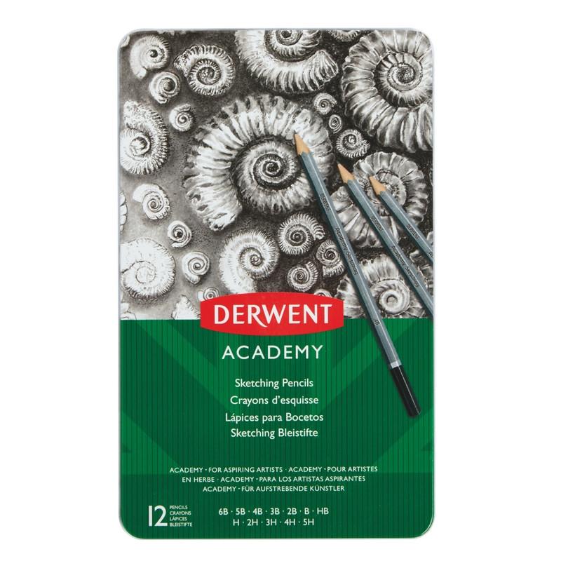 Набор карандашей черногр. Derwent Academy Sketching Tin 12шт 5H-6B мет кор