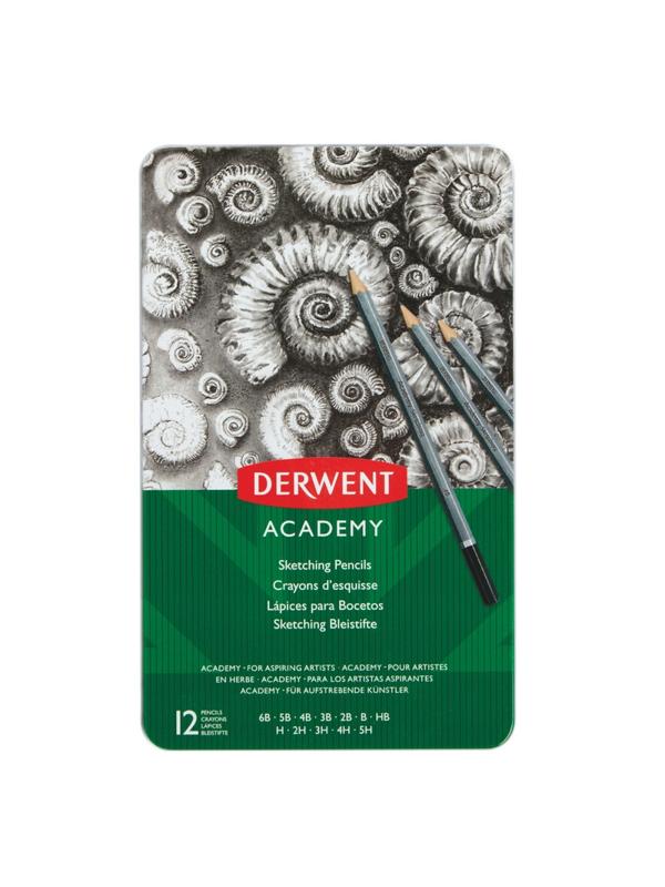 Набор карандашей черногр. Derwent Academy Sketching Tin 12шт 5H-6B мет кор