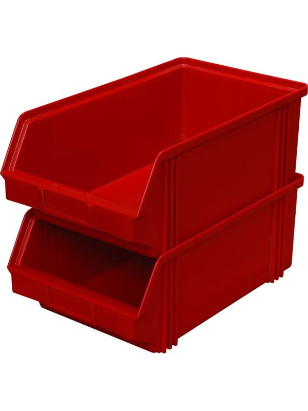 Лоток для склада 400 х 230 х 150 красный(7963), сплошной