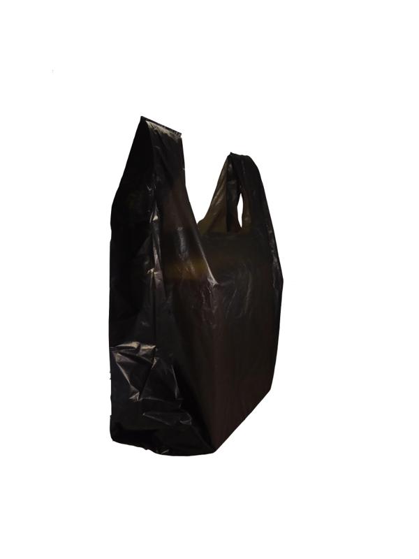 Пакет-майка усиленный ПНД, 40+18x70, черный, 30 мкм, 50 шт/уп,