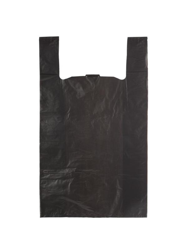 Пакет-майка усиленный ПНД, 40+18x70, черный, 30 мкм, 50 шт/уп,