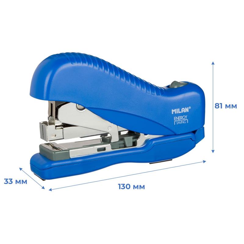 Степлер Milan (N24/6, 26/6) до 30лис, энергосберегающий,пластик,син