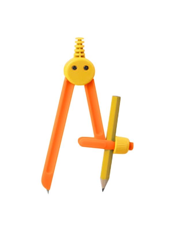 Циркуль №1 School пластиковый, длина 135мм, с карандашом, оранжевый,блистер