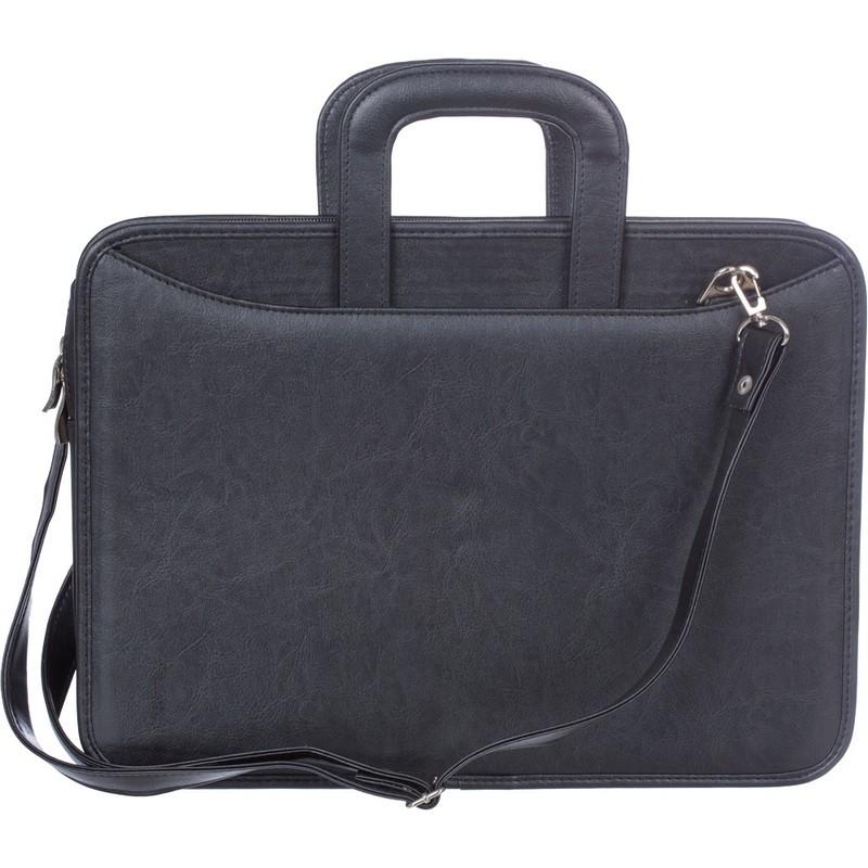 Портфель для документов кож/зам Карьера 360х310х120 мм  мод.162, черный