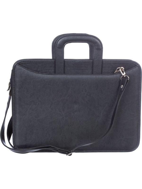 Портфель для документов кож/зам Карьера 360х310х120 мм  мод.162, черный