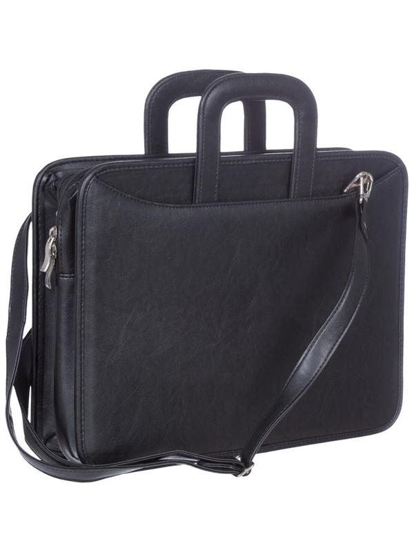 Портфель для документов кож/зам Карьера 360х310х120 мм  мод.162, черный