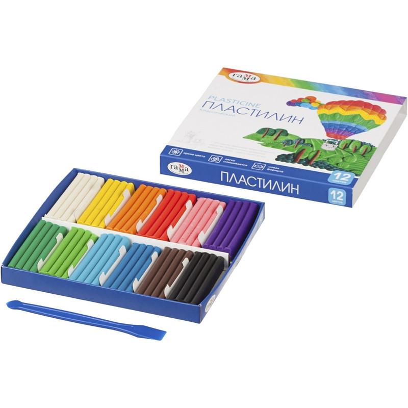 Пластилин Гамма КЛАССИЧЕСКИЙ 12 цв, со стеком, к/к 240 г, 281033