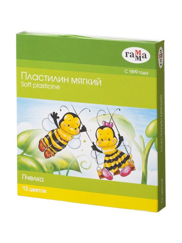 Пластилин Гамма Пчелка мягкий 12цв, со стеком, к/к, 180г, 280032Н
