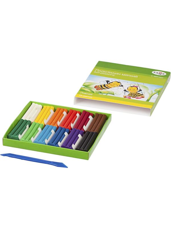 Пластилин Гамма Пчелка мягкий 12цв, со стеком, к/к, 180г, 280032Н