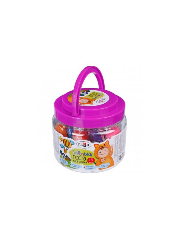 Тесто для лепки Гамма Малыш,15 цветов по 25г, 2 формочки, 211218_05