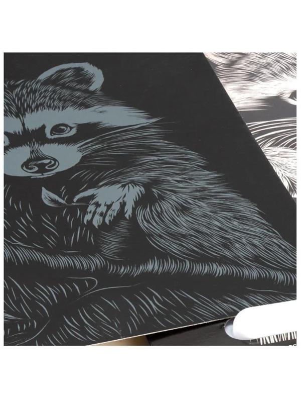 Гравюра Классика большая с эффектом серебра Lori Пушистый енот, Гр-557