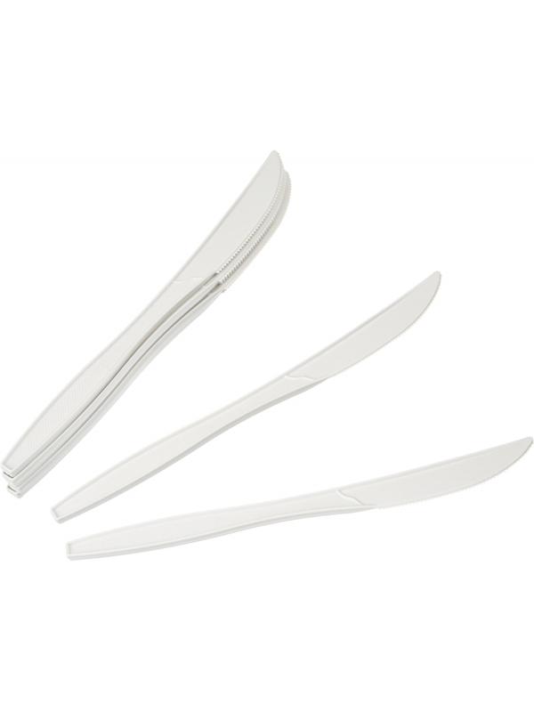Нож одноразовый 190мм, белый, кукурузный крахмал, 50шт/уп