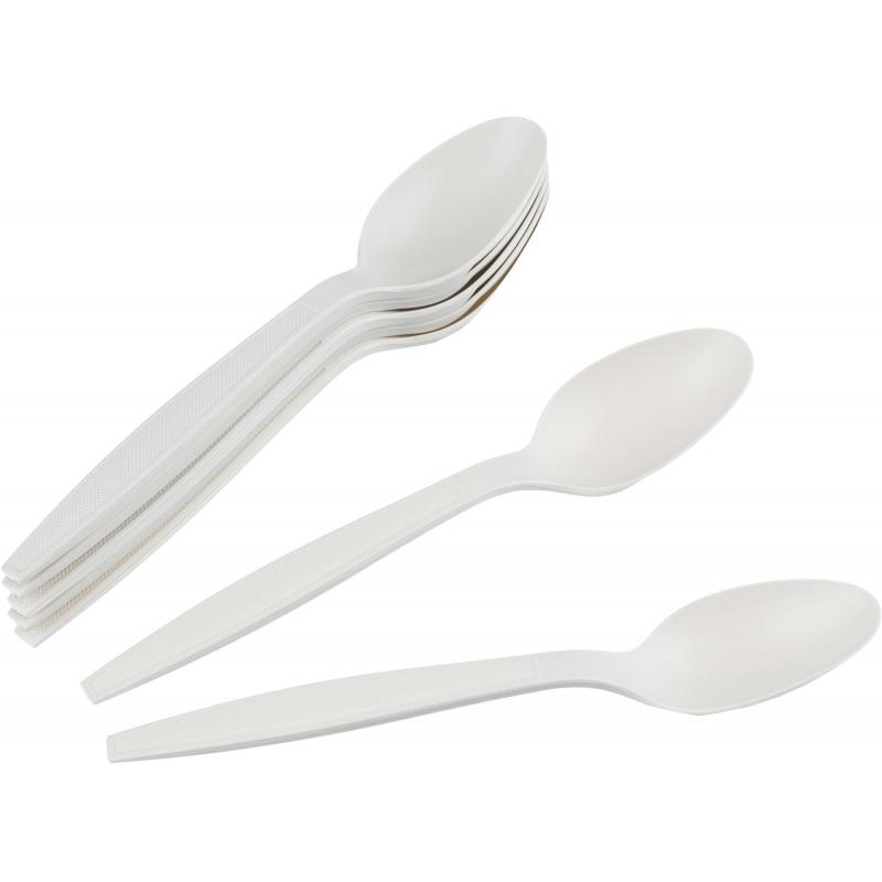 Ложка одноразовая столовая 170мм, белая, кукурузный крахмал, 50шт/уп