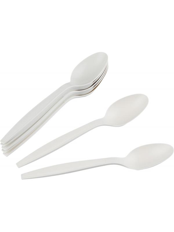 Ложка одноразовая столовая 170мм, белая, кукурузный крахмал, 50шт/уп