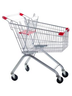 Тележка покупательская MDM_TP-125L покупател. с дет. сид-ем, цинк/красн
