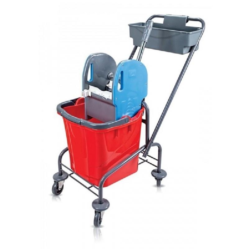 Тележка уборочная одноведерная 25л отжим, контейнер, мет.каркас ТК722