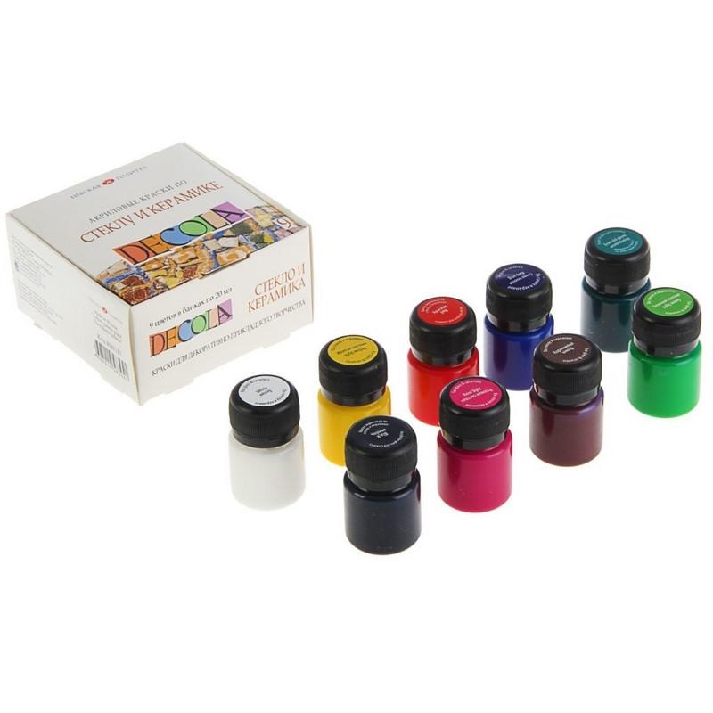Набор акрил стекло/керамика Decola, 9 шт х20 мл,4041113