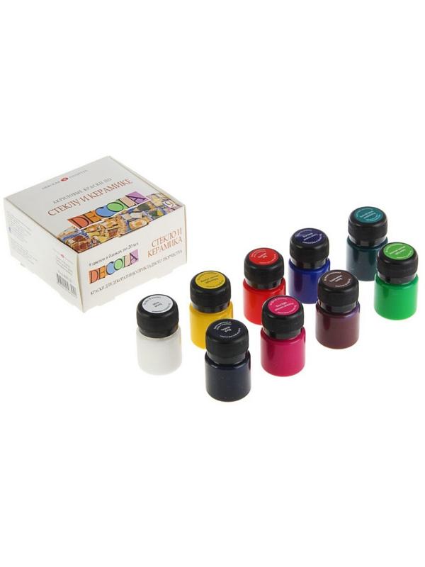 Набор акрил стекло/керамика Decola, 9 шт х20 мл,4041113