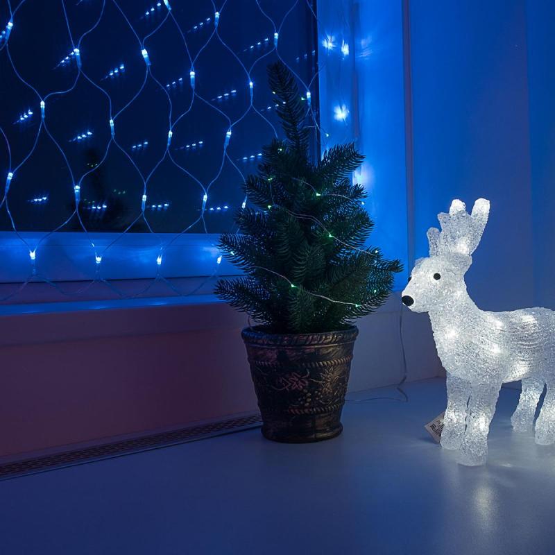 Гирлянда сеть 1,8х1,5 м, прозрачный ПВХ, 180 LED, Синий,  215-133