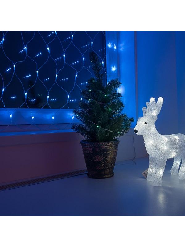 Гирлянда сеть 1,8х1,5 м, прозрачный ПВХ, 180 LED, Синий,  215-133