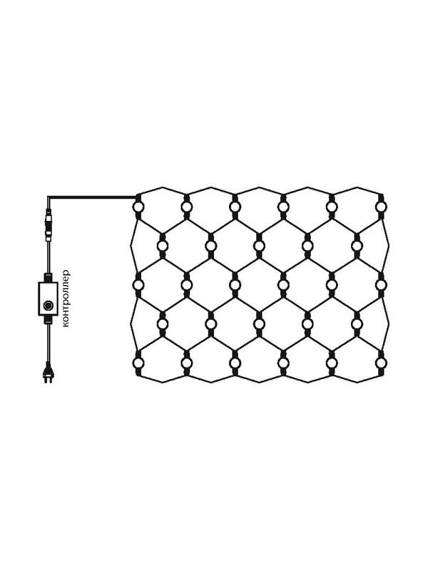 Гирлянда сеть 1,8х1,5 м, прозрачный ПВХ, 180 LED, Синий,  215-133