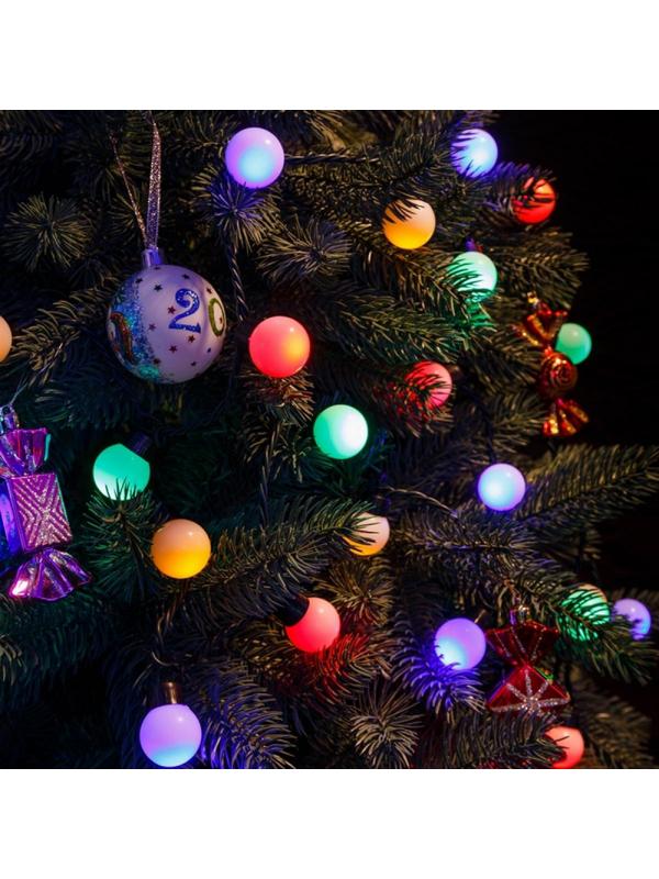 Гирлянда светодиодная Мультишарики ?30мм 5м, тем-зел.ПВХ,25LED, RGB 303-569