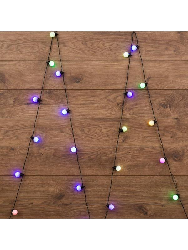 Гирлянда светодиодная Мультишарики ?30мм 5м, тем-зел.ПВХ,25LED, RGB 303-569