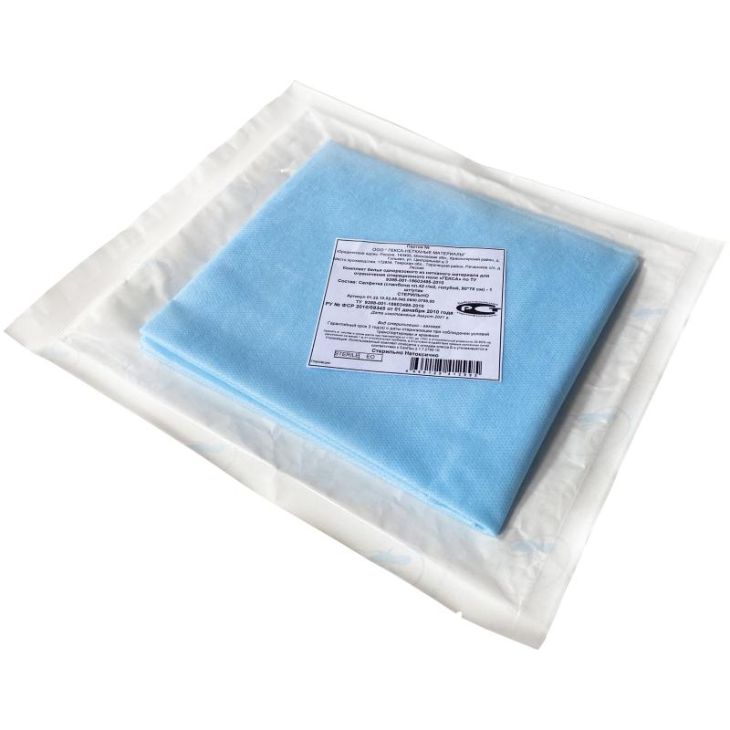 Салфетка стерил. 90х75, спанбонд пл.42, голуб.