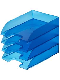 Лоток горизонтальный ATTACHE, тонированный синий 4шт/уп