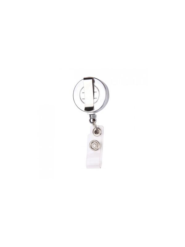 Держатель для бейджа Комус с рулеткой цвет металик (без бейджа) 1шт