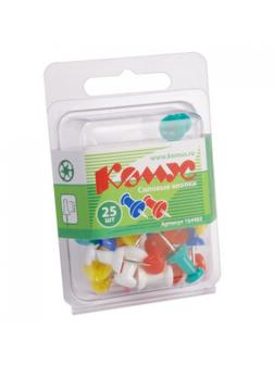 Кнопки силовые д/пробковых досок Комус,пластик.шляпка,ассорти,европ,25шт/уп
