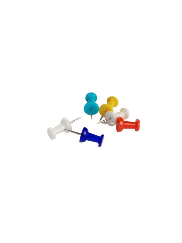 Кнопки силовые д/пробковых досок Комус,пластик.шляпка,ассорти,европ,25шт/уп