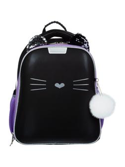 Ранец N1School Kitty black, 2 отд., эргоном. спинка, экокожа