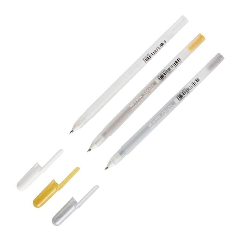 Набор ручек гелевых Sakura 3 цвета: золотая, серебряная, белая, POXPGBMIX3A