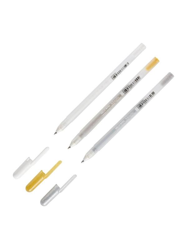 Набор ручек гелевых Sakura 3 цвета: золотая, серебряная, белая, POXPGBMIX3A
