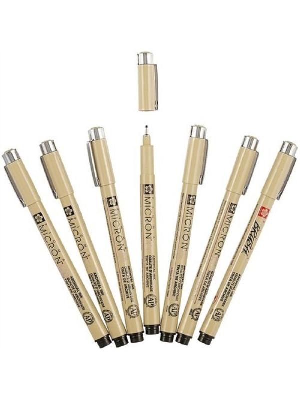 Набор капиллярных ручек Sakura Pigma Micron 6 + brush, POXSDK7B
