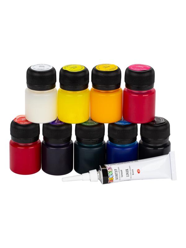 Краски акриловые для витража Decola 9цвx20 мл с контуром, 42411065