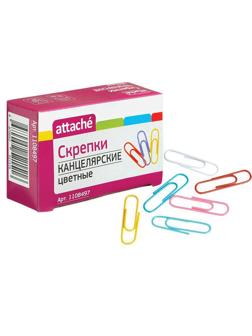 Скрепки Attache с полимерным покрытием,33 мм,разноцветные, 100 шт/уп