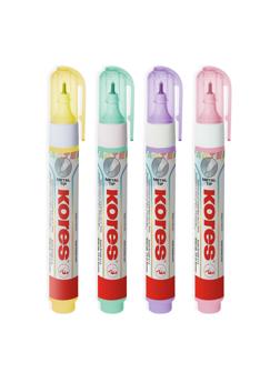 Корректирующий карандаш 10г (8мл) Kores Pastel ассорти:роз,желт,фиол,мятн