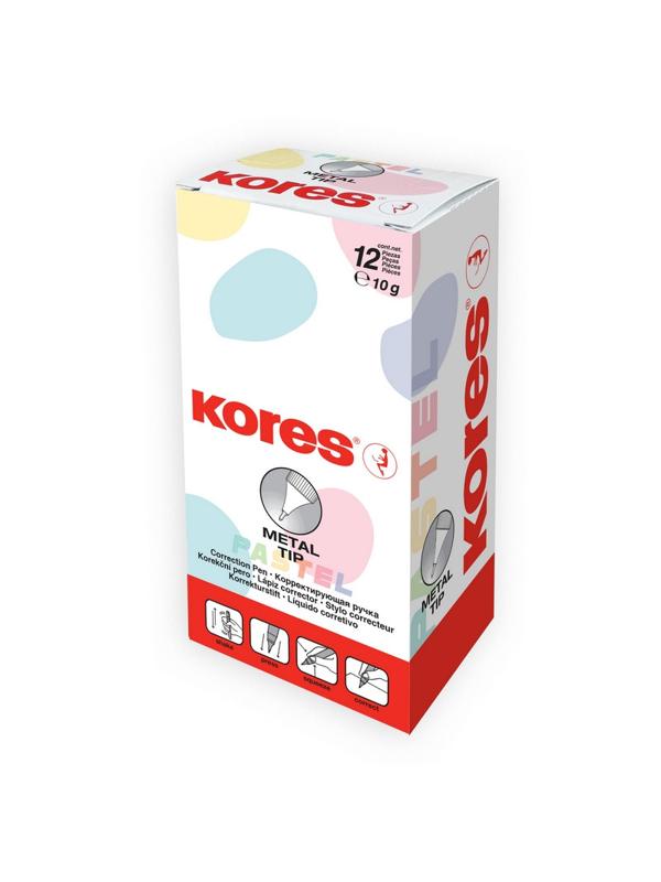 Корректирующий карандаш 10г (8мл) Kores Pastel ассорти:роз,желт,фиол,мятн