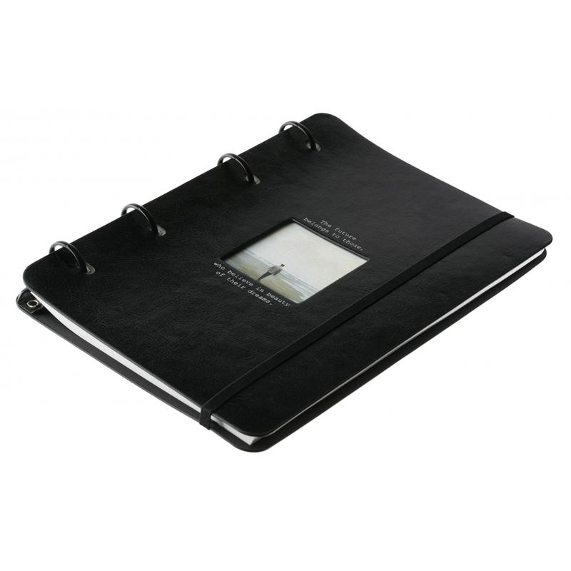 Бизнес-тетрадь Infolio А5 120л, клетка, кольца, кож.зам. Window N1819