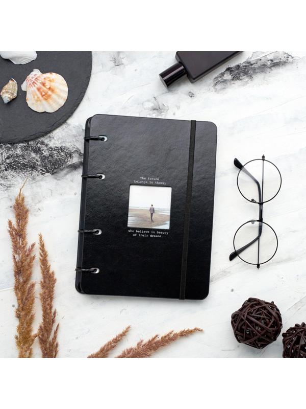 Бизнес-тетрадь Infolio А5 120л, клетка, кольца, кож.зам. Window N1819