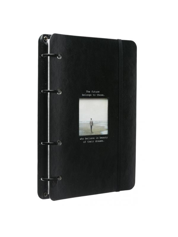 Бизнес-тетрадь Infolio А5 120л, клетка, кольца, кож.зам. Window N1819