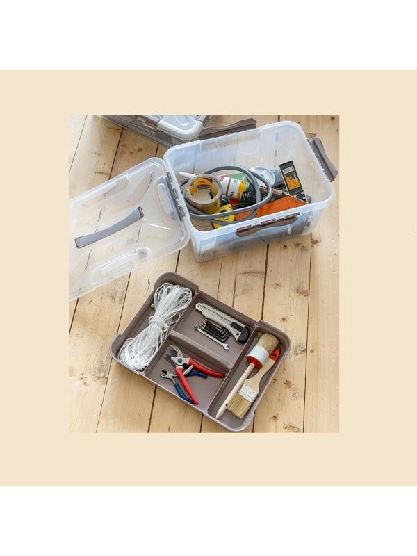 Ящик для хранения с замками, ручкой и вставкой-органайзером 290x190x180 мм