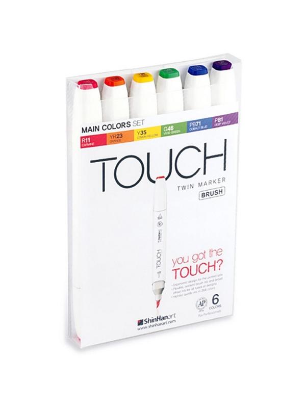 Набор маркеров TOUCH BRUSH 6цв. основные цвета 1200613